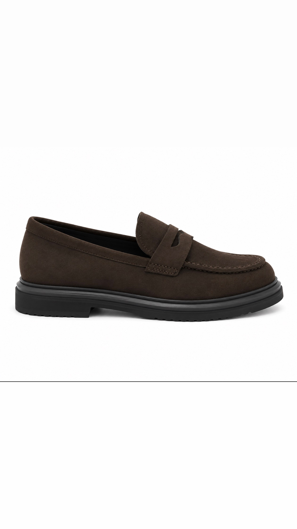 FL Suede Penny Loafer — Espresso Side Profile