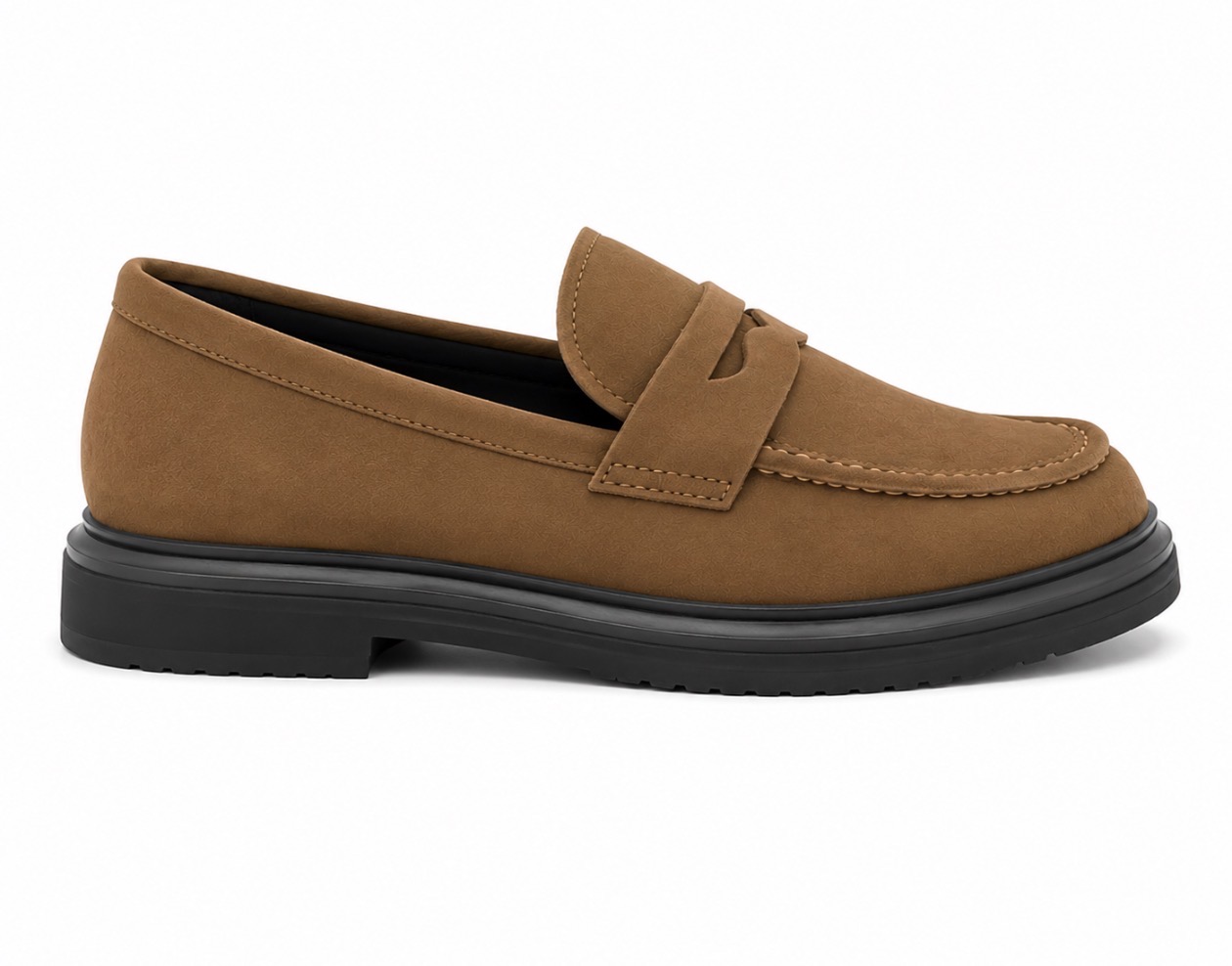 FL Suede Penny Loafer — Tobacco Side Profile